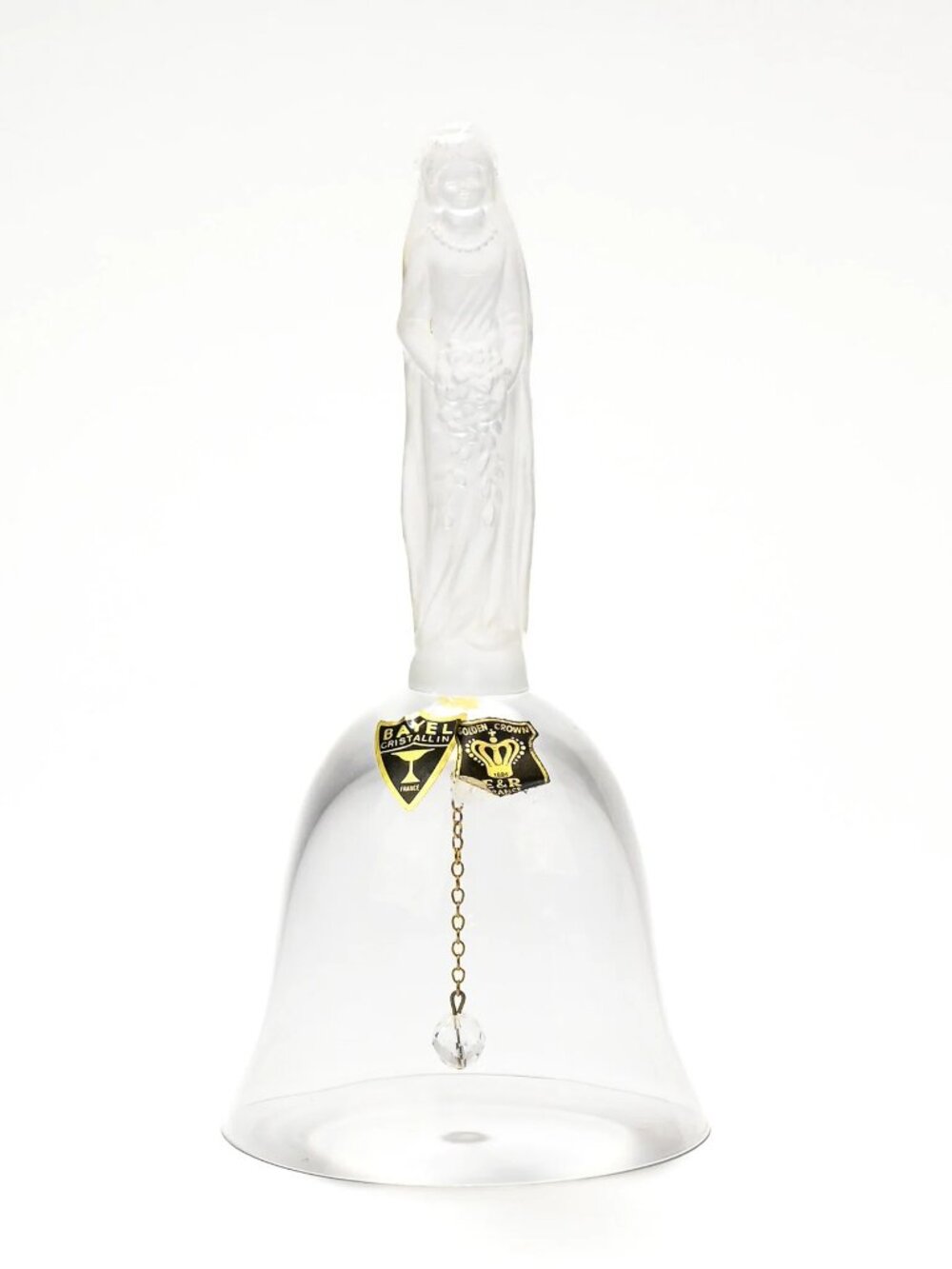 Vintage Frosted Bride BAYEL CRISTALLINI GOLDEN CROWN E & R Glass Bell